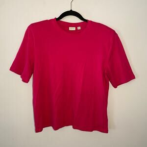 Babaton Aritzia Hot Pink Short Sleeve Shirt Shoulder Pads Preppy Women size 2XS